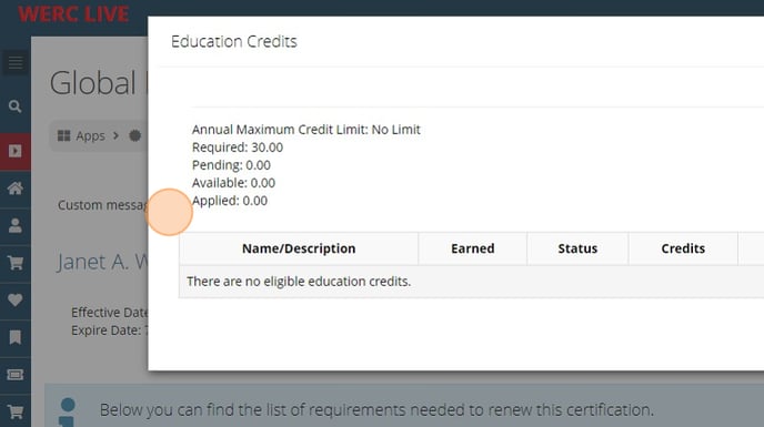 View and Manage CE Credits for Individual Certification - Step 3